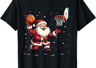 Funny Santa Claus Playing Basketball Merry Christmas Boys T-Shirt