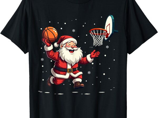 Funny santa claus playing basketball merry christmas boys t-shirt