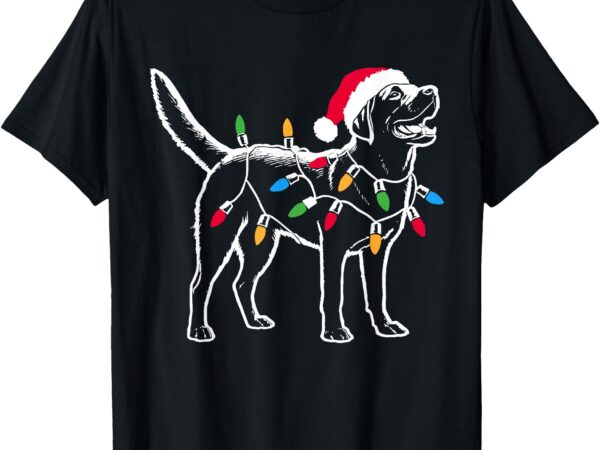 Funny santa labrador retriever christmas lights dog lover t-shirt