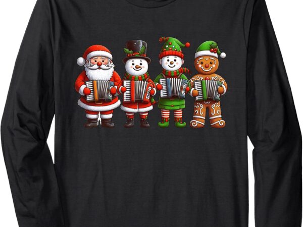 Funny santa snowman elf accordion christmas womens mens kids long sleeve t-shirt