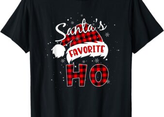 Funny Santa’s Favorite Ho Christmas Red Plaid Buffalo Pajama T-Shirt