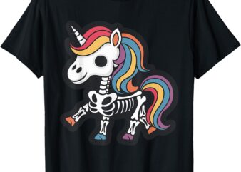 Funny Skeleton Unicorn Lovers Spooky Halloween Costume Girls T-Shirt