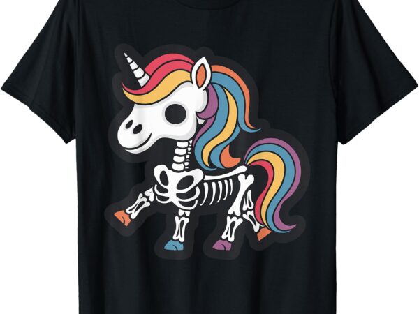 Funny skeleton unicorn lovers spooky halloween costume girls t-shirt