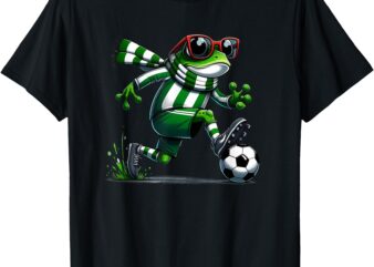 Funny Soccer Frog Animal Graphic Frog Playing Soccer T-Shirt