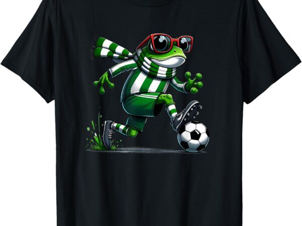 Funny soccer frog animal graphic frog playing soccer t-shirt