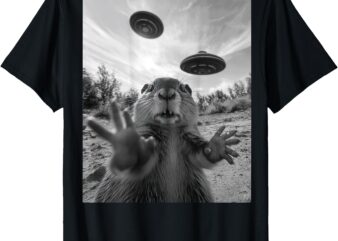 Funny graphic Capybara UFO Alien Funny weird Graphic T-Shirt