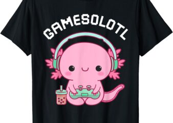 Gamesolotl Axolotl Video Games Kawaii Anime Gamer Boys Girls T-Shirt