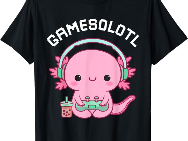 Gamesolotl axolotl video games kawaii anime gamer boys girls t-shirt