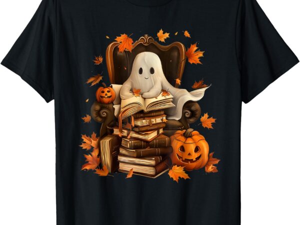 Ghost book reading halloween books lover teacher kids t-shirt