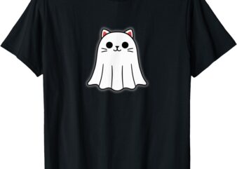 Ghost Cat Halloween Trick or Treat Funny Cute T-Shirt