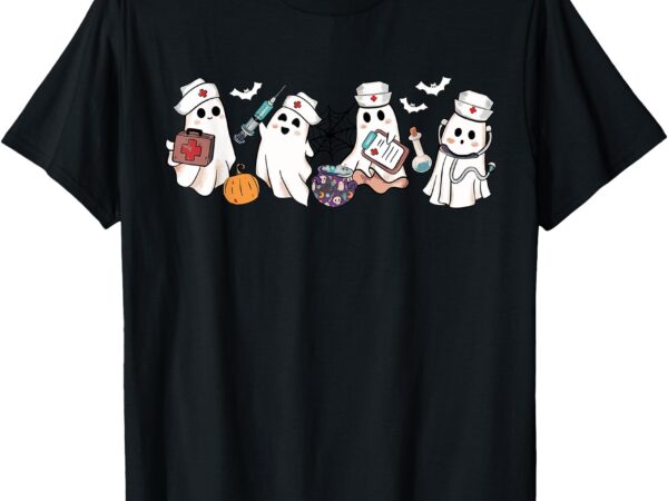 Ghost nurses halloween crew funny costume scrub top women t-shirt