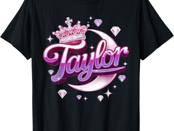 Girl retro taylor first name personalized groovy 80’s pink t-shirt