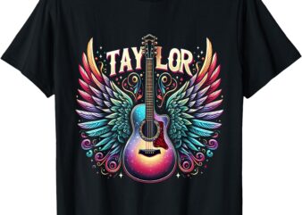 Girl Retro Taylor First Name Personalized Groovy 80’s T-Shirt