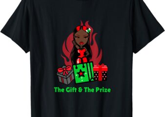 Girly Christmas The Gift And The Prize Xmas Cute Fun Holiday T-Shirt