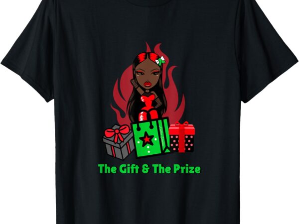 Girly christmas the gift and the prize xmas cute fun holiday t-shirt