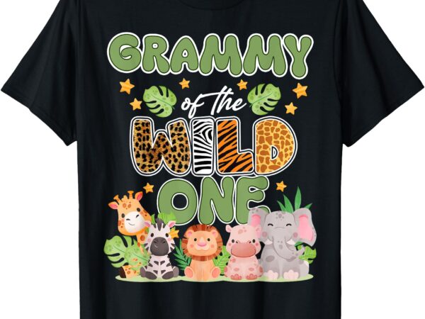 Grammy of the wild one 1st birthday safari family matching t-shirt