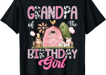 Grandpa Of The Birthday Girl Farm Cow Pink 1St Birthday T-Shirt