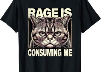 Graphic Tee Women Men Rage Is Consuming Me Funny Cat Meme T-Shirt