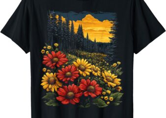 Graphic Tees For Women Teens Kids Nature Flowers Vintage T-Shirt