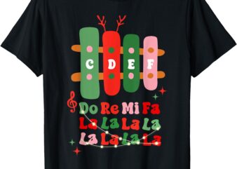 Groovy CDEF Do Re Mi Fa La La La La Music Teacher Christmas T-Shirt