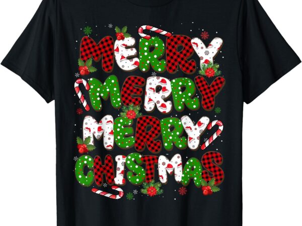 Groovy plaid merry christmas xmas family mens womens boys t-shirt