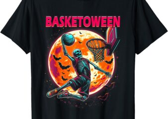 Halloween Basketball Skeleton, Player Spooky Basketball Men T-Shirt