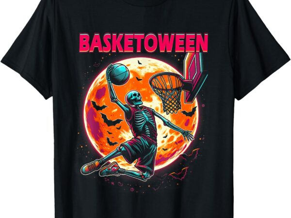 Halloween basketball skeleton, player spooky basketball men t-shirt