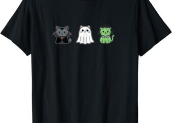 Halloween Cat Dracula Ghost Frankenstein Cats Trick or Treat T-Shirt