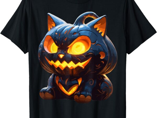 Halloween cat womens funny fall pumpkin cat lover cute t-shirt