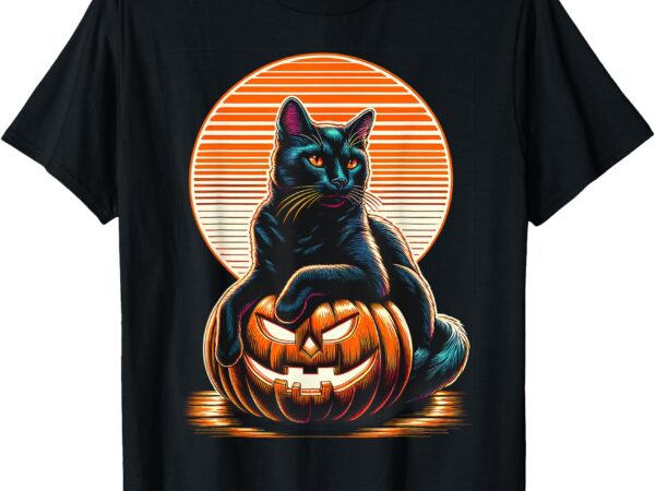 Halloween cat womens funny fall pumpkin cat lover cute t-shirt