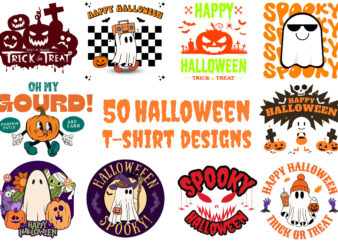 50 Halloween T-shirt Design Bundle