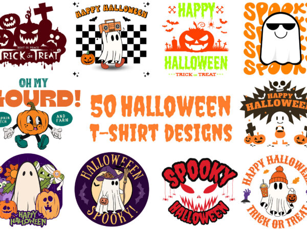 50 halloween t-shirt design bundle