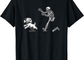 Halloween Dog, Funny Skeleton, Skeleton Chasing Dog T-Shirt