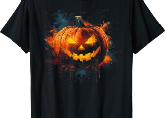 Halloween Evil Smiling Orange Pumpkin T-Shirt