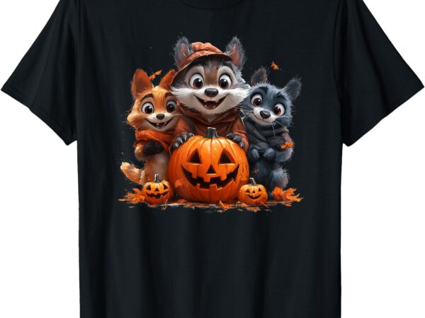 Halloween fox friends trio t-shirthalloween fox friends trio t-shirt