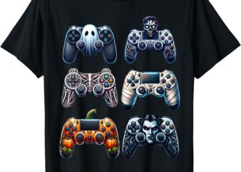 Halloween Game Controller Vampire Ghost Mummy Pumpkin Design T-Shirt