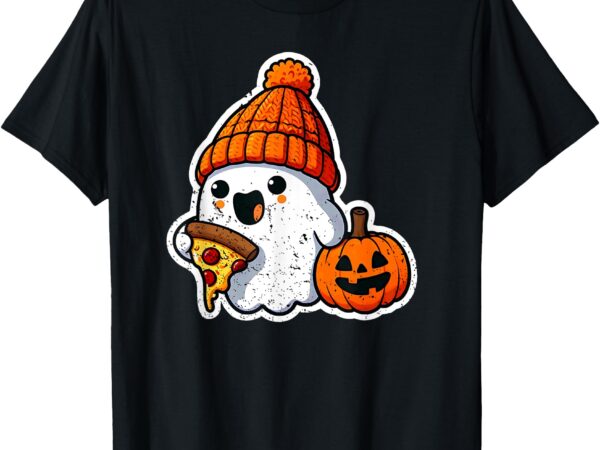 Halloween ghost pizza foodie cute costume girl kids women t-shirt