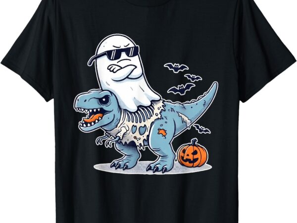 Halloween ghost riding zombie t-rex funny halloween costume t-shirt