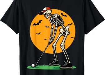 Halloween golf skeleton golfer funny halloween golfing t-shirt