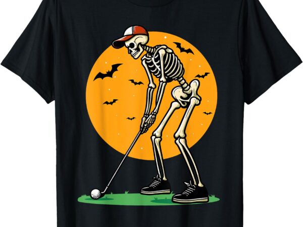 Halloween golf skeleton golfer funny halloween golfing t-shirt