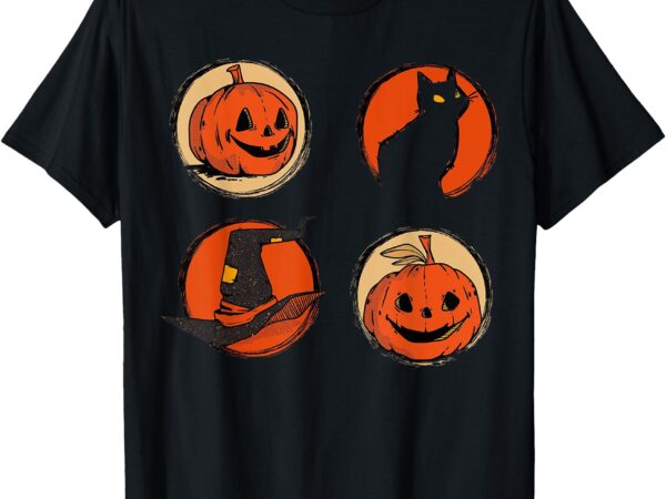 Halloween hat pumpkin cat costume men women funny t-shirt