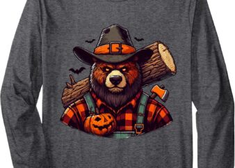 Halloween Lumberjack Bear Long Sleeve T-Shirt