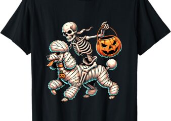 Halloween Mummy Skeleton Riding Puddle T-Shirt