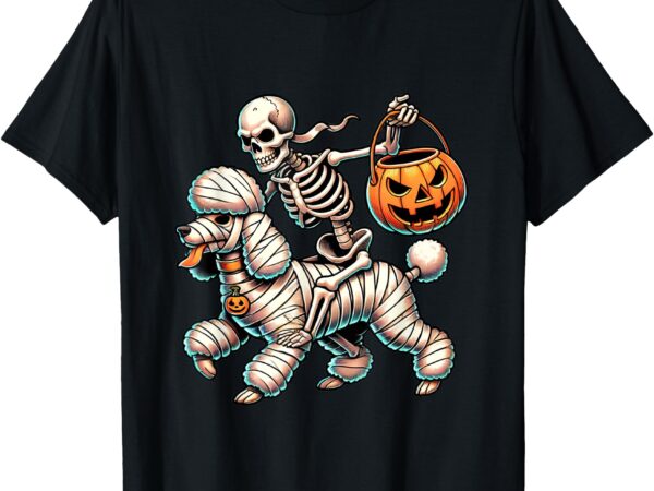 Halloween mummy skeleton riding puddle t-shirt