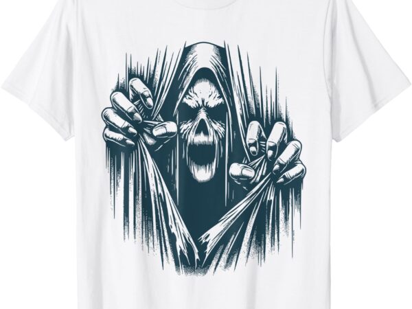 Halloween party costume scary ghoul ripping through body t-shirt