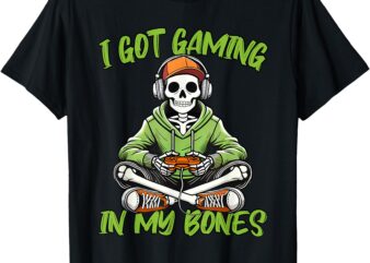 Halloween Skeleton Gamer For Gamers Video Gaming Costume T-Shirt