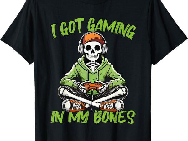 Halloween skeleton gamer for gamers video gaming costume t-shirt