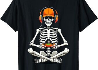 Halloween Skeleton Gamer Video Gaming Boys Girls Men Women T-Shirt