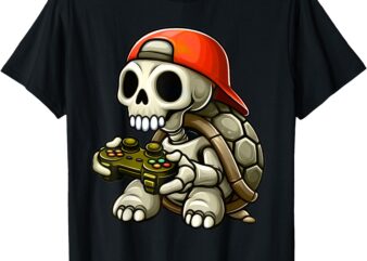 Halloween Skeleton Turtle Gamer Video Gaming Boys Men Kids T-Shirt