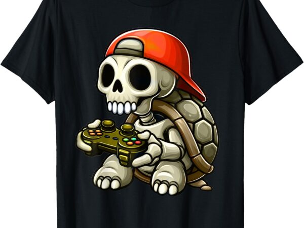 Halloween skeleton turtle gamer video gaming boys men kids t-shirt